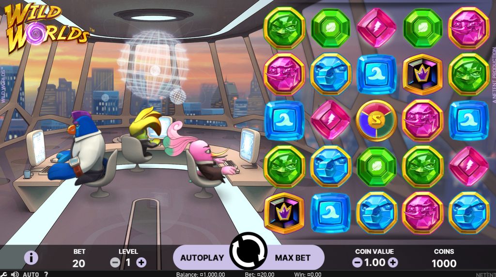 Wild Worlds base game interface on the 5×5 grid