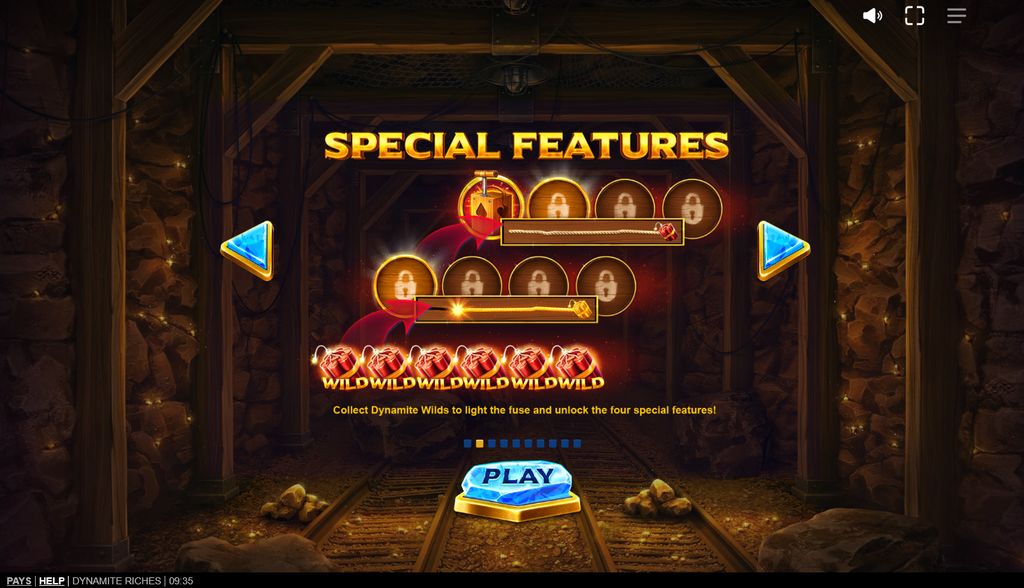 Dynamite Wild progression — collect Wilds to unlock four special features