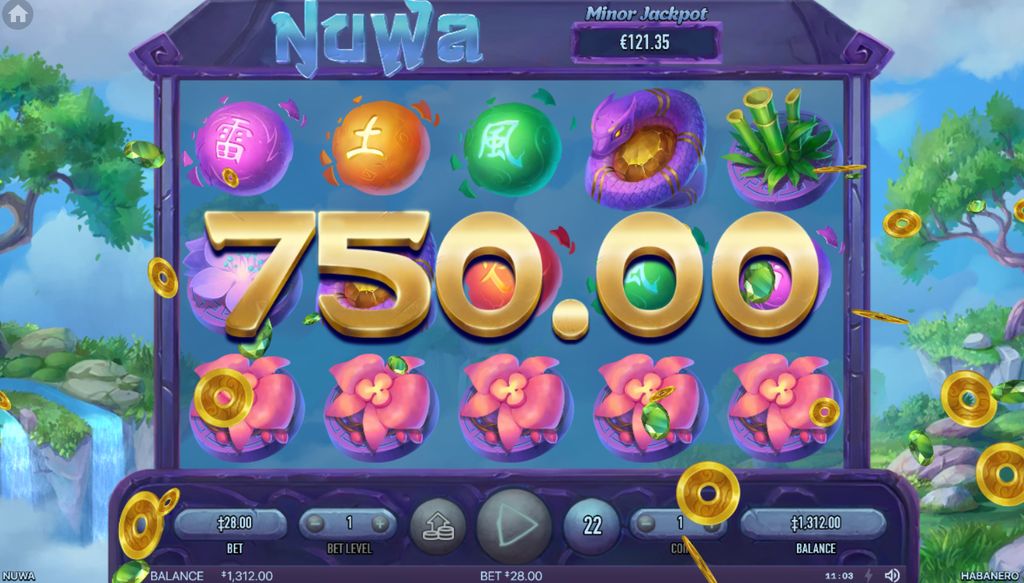 750x win during the Bonus Feature with doubled prizes