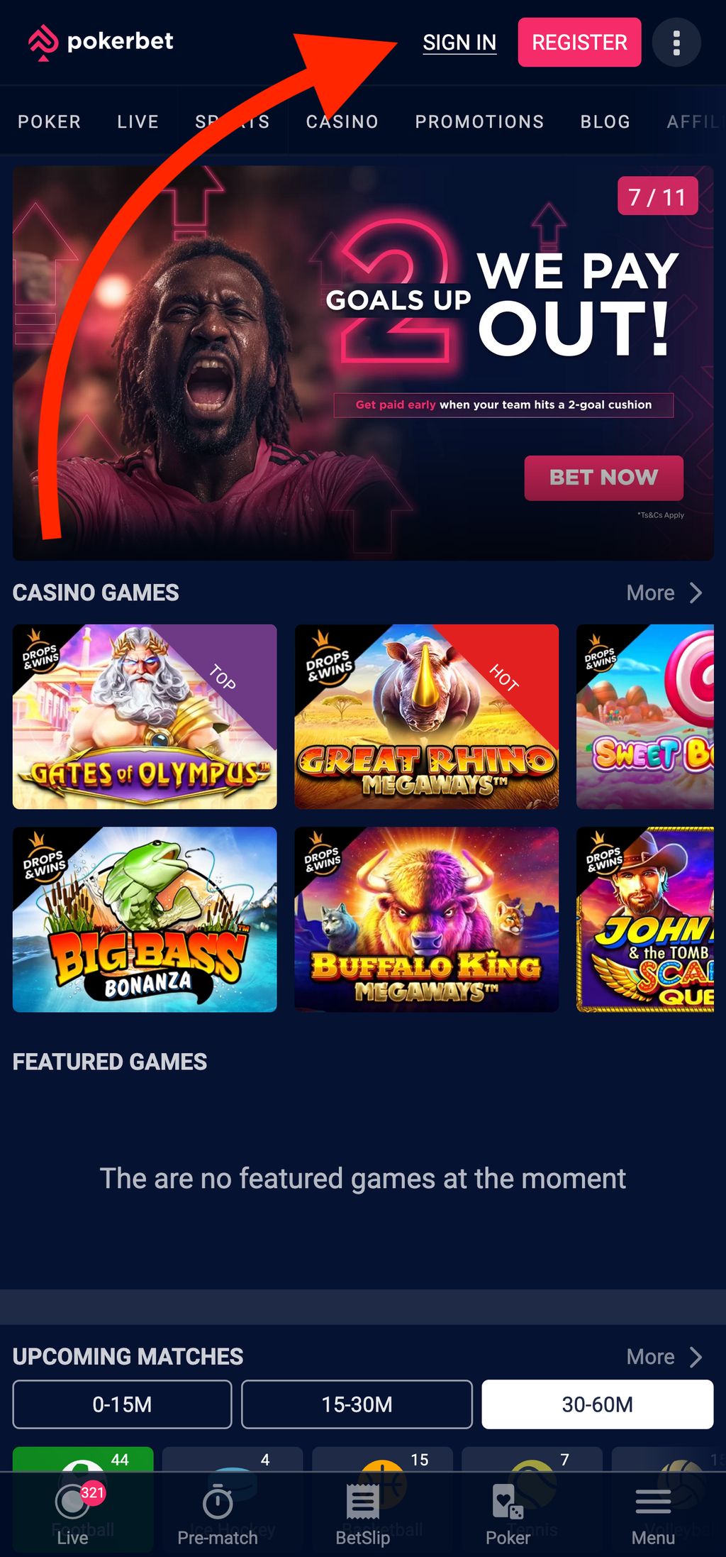 Pokerbet login button