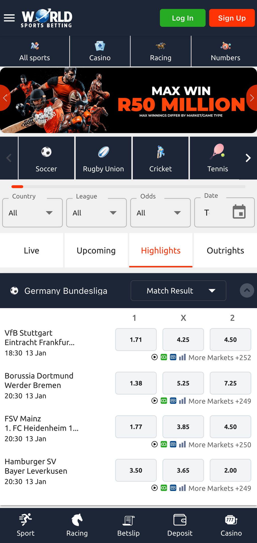 World Sports Betting official website
