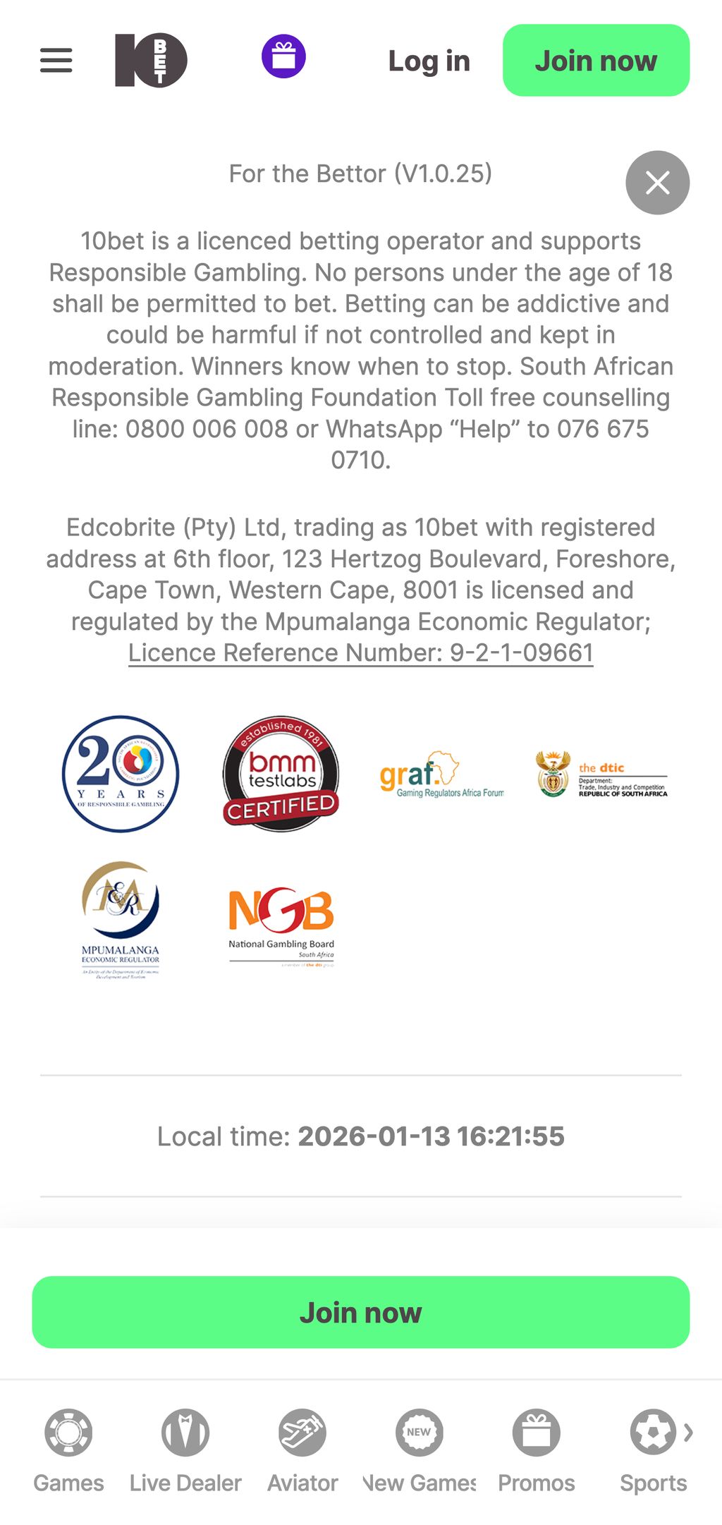 10bet license information