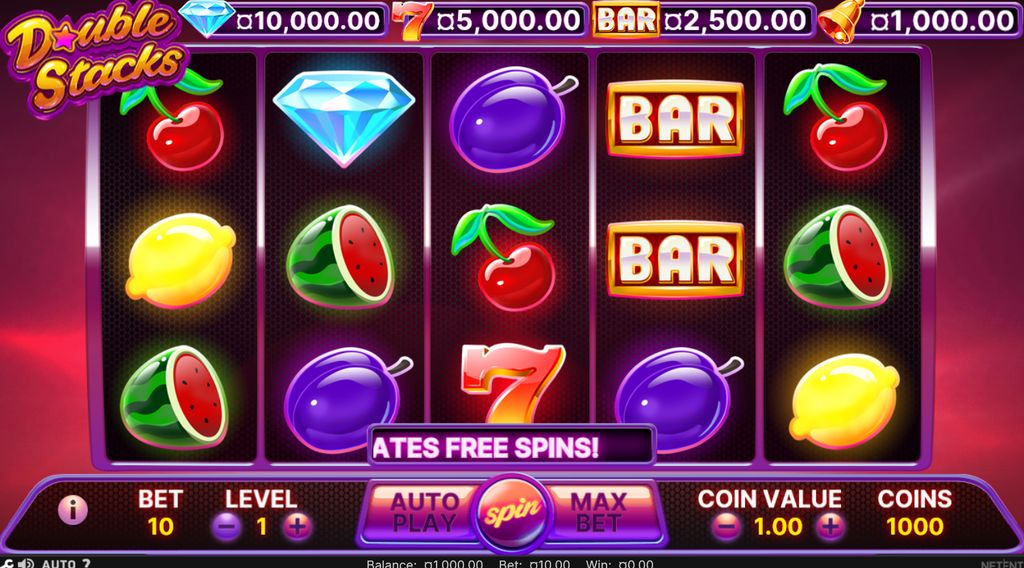 The main game screen of Double Stacks by NetEnt