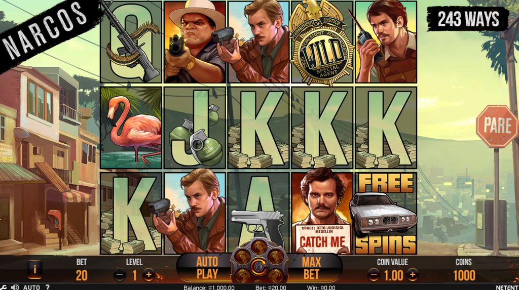 Narcos base game grid with 243 ways active