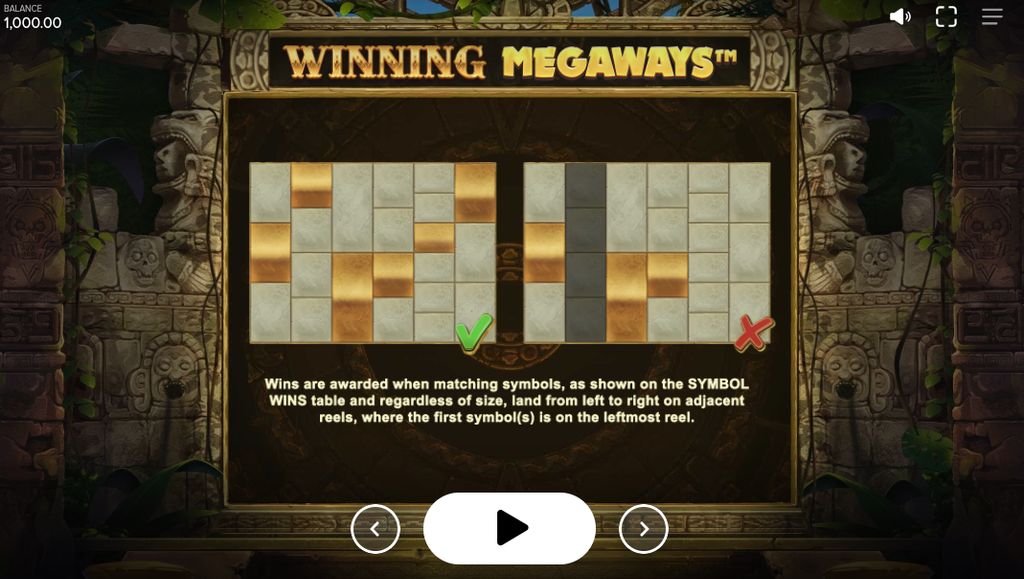 Winning Megaways mechanic in-game menu