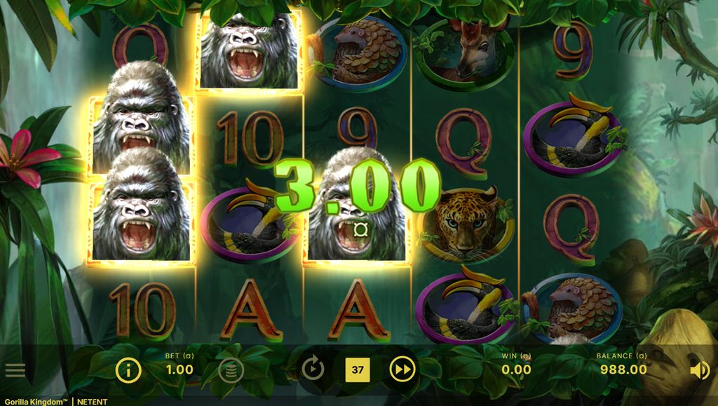 A gorilla combination paying R3.00 in the base game