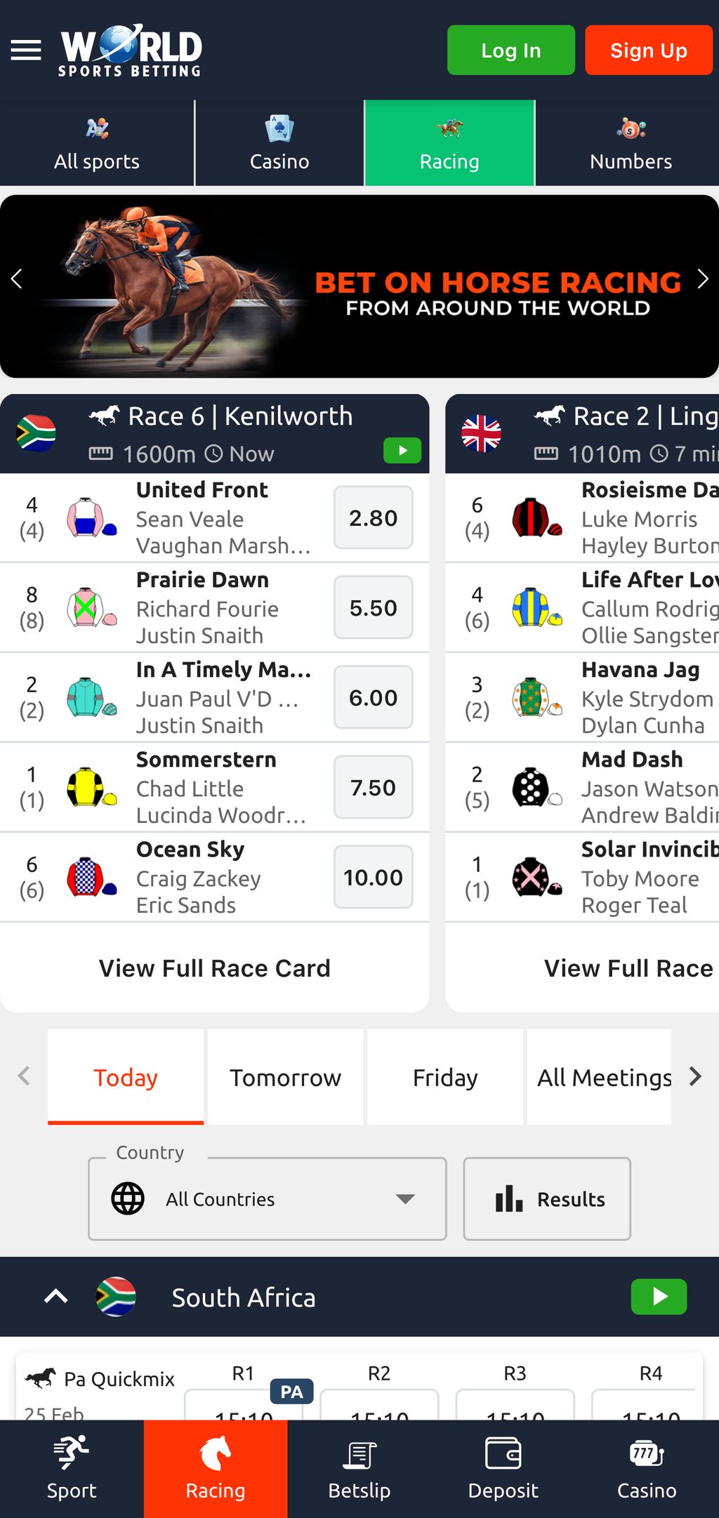 Horse racing on WSB