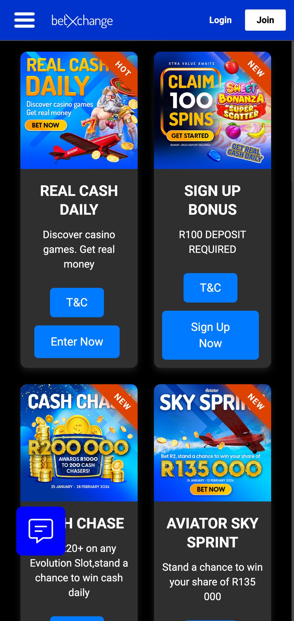 BetXchange freespins for new players