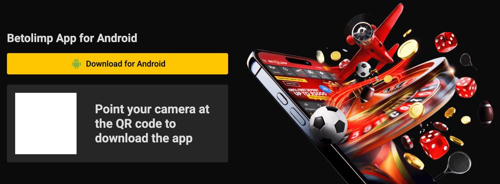 BetOlimp Android app download page with QR code 