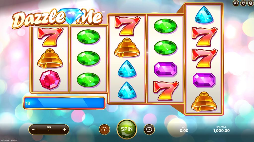 Dazzle Me base game layout with the stepped 5-reel grid