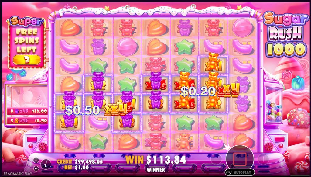 Super Free Spins round with active grid multipliers