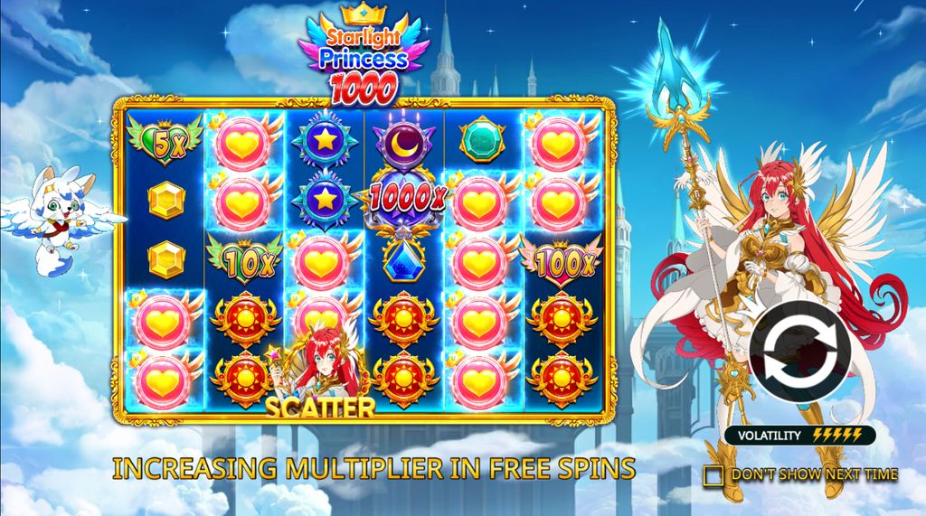 Multiplier symbols in Starlight Princess 1000 — individual values reach up to 1000x