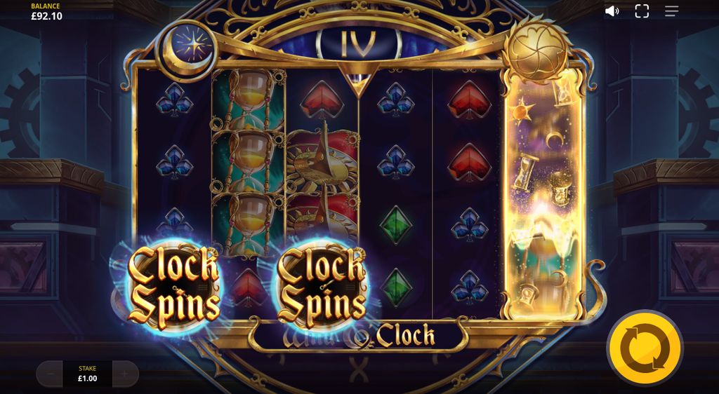 Two Clock Spins scatters in view during the base game.
