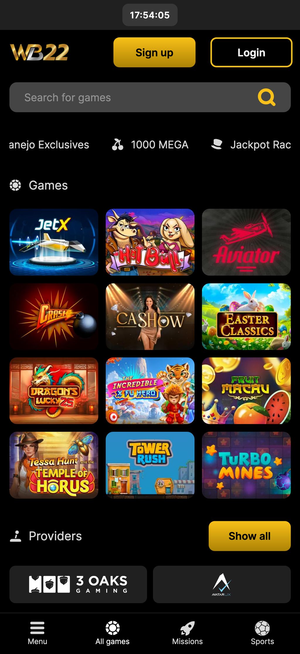 Wanejobets casino games