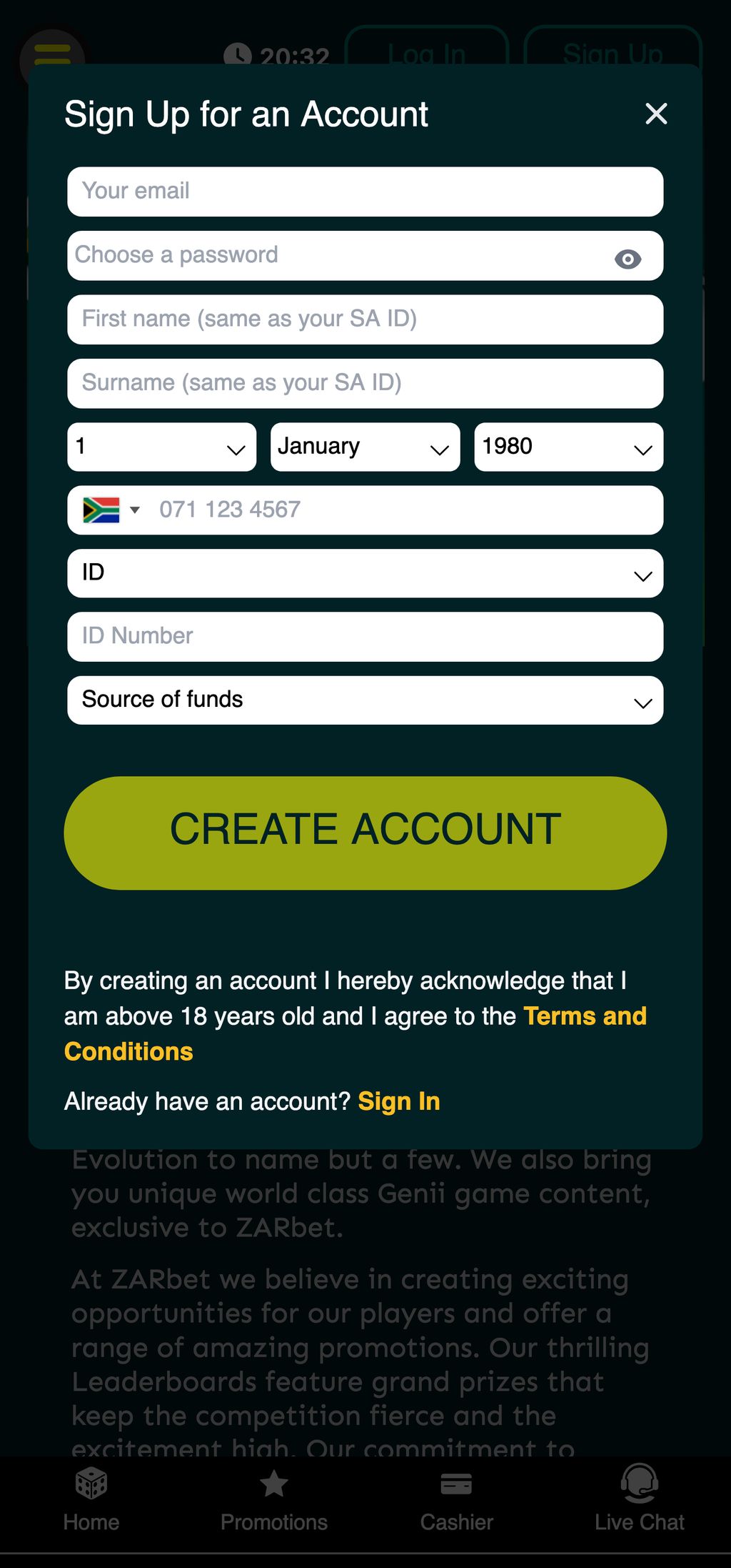 Registration at Zarbet