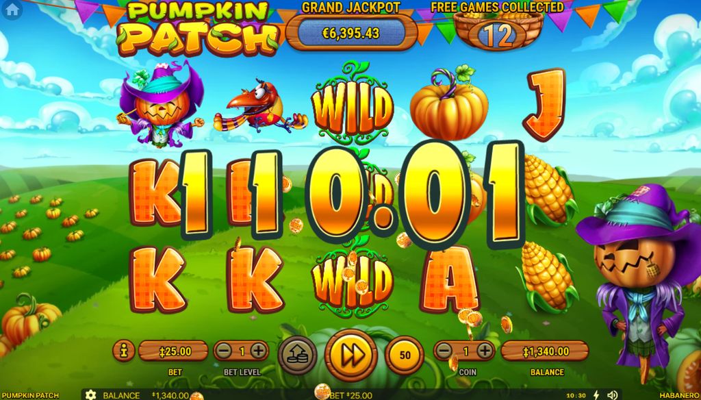 Crow and squirrel transforming pumpkins into Wild symbols
