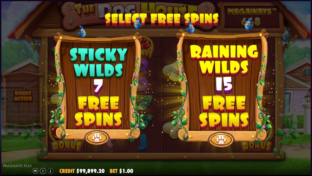 Players choose between Sticky Wilds and Raining Wilds