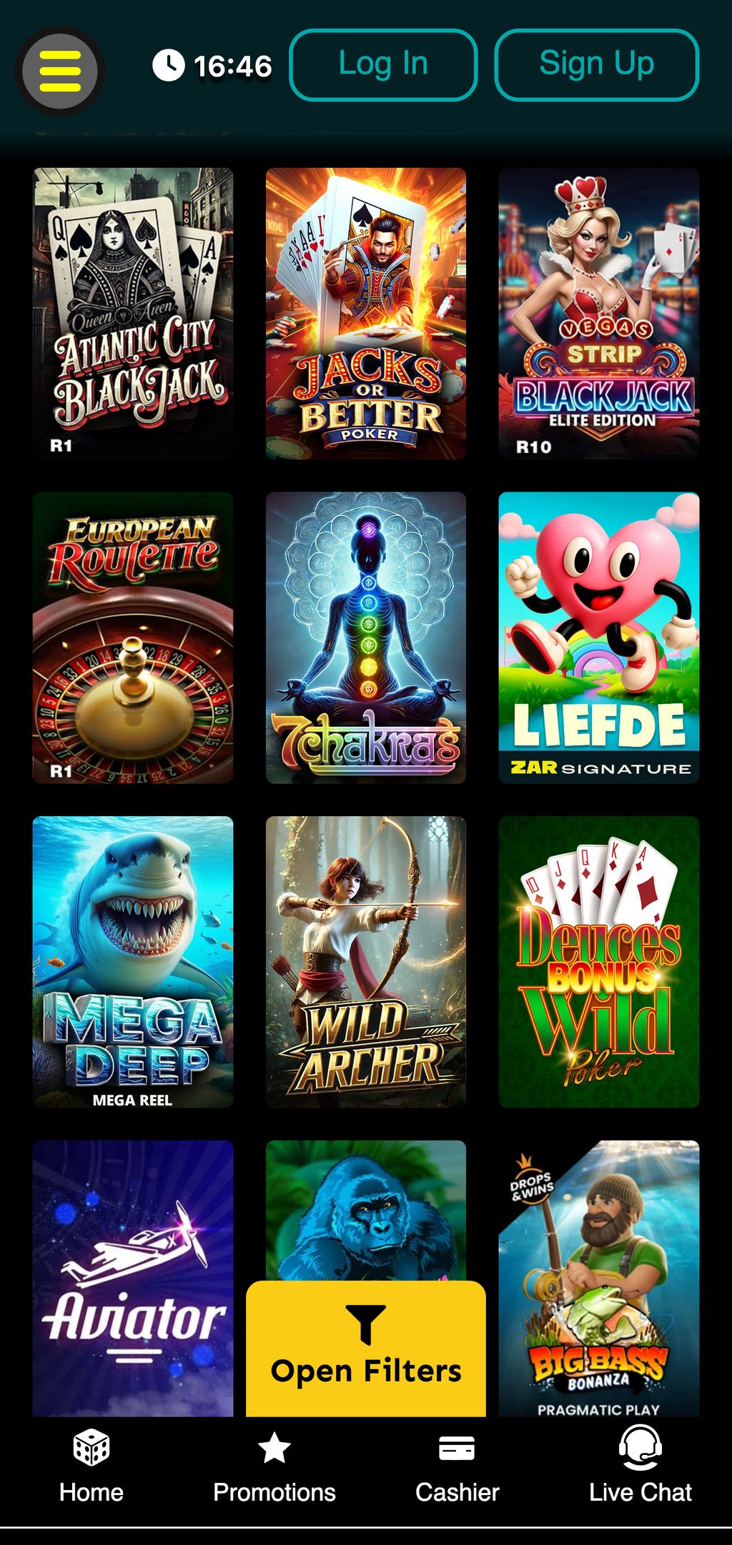 Casino games on ZARbet mobile app