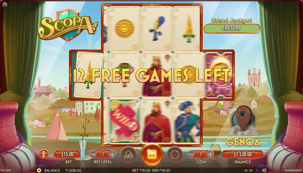 12 Free Games left in Scopa slot