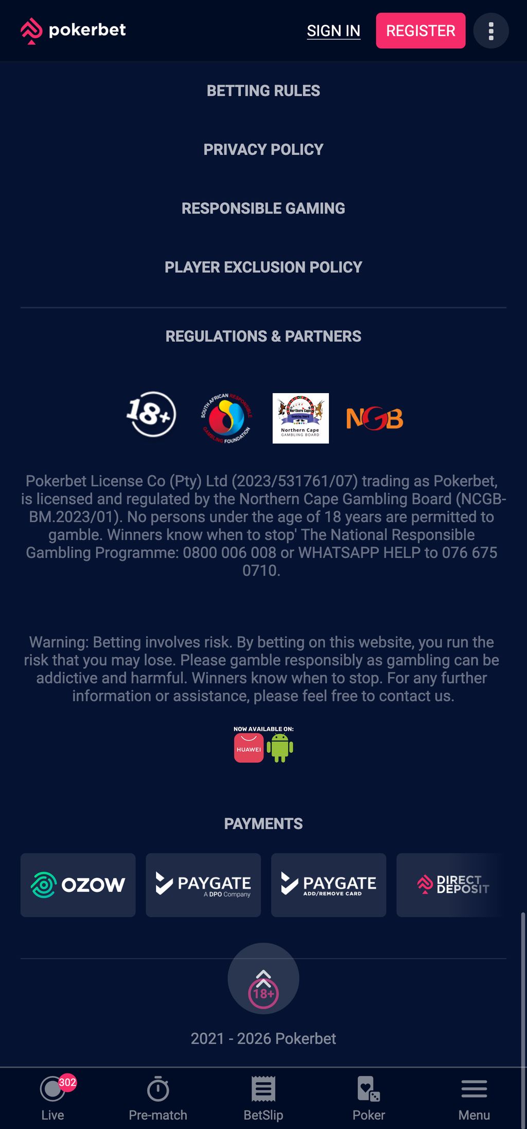 Pokerbet legal information