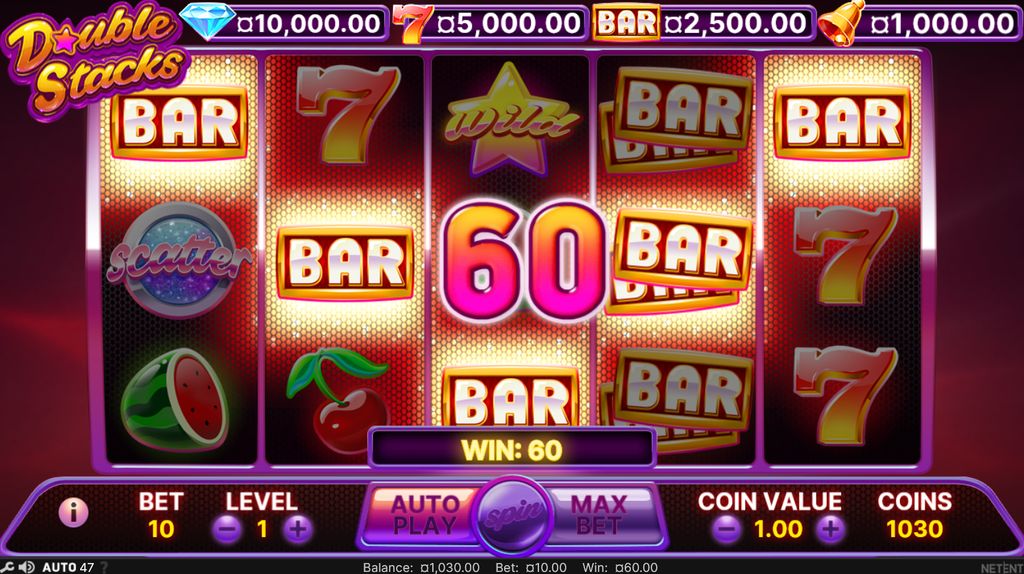 BAR stacks for a 60-coin payout