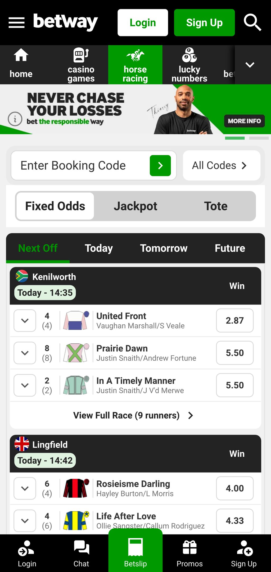 Horse racing on Betway