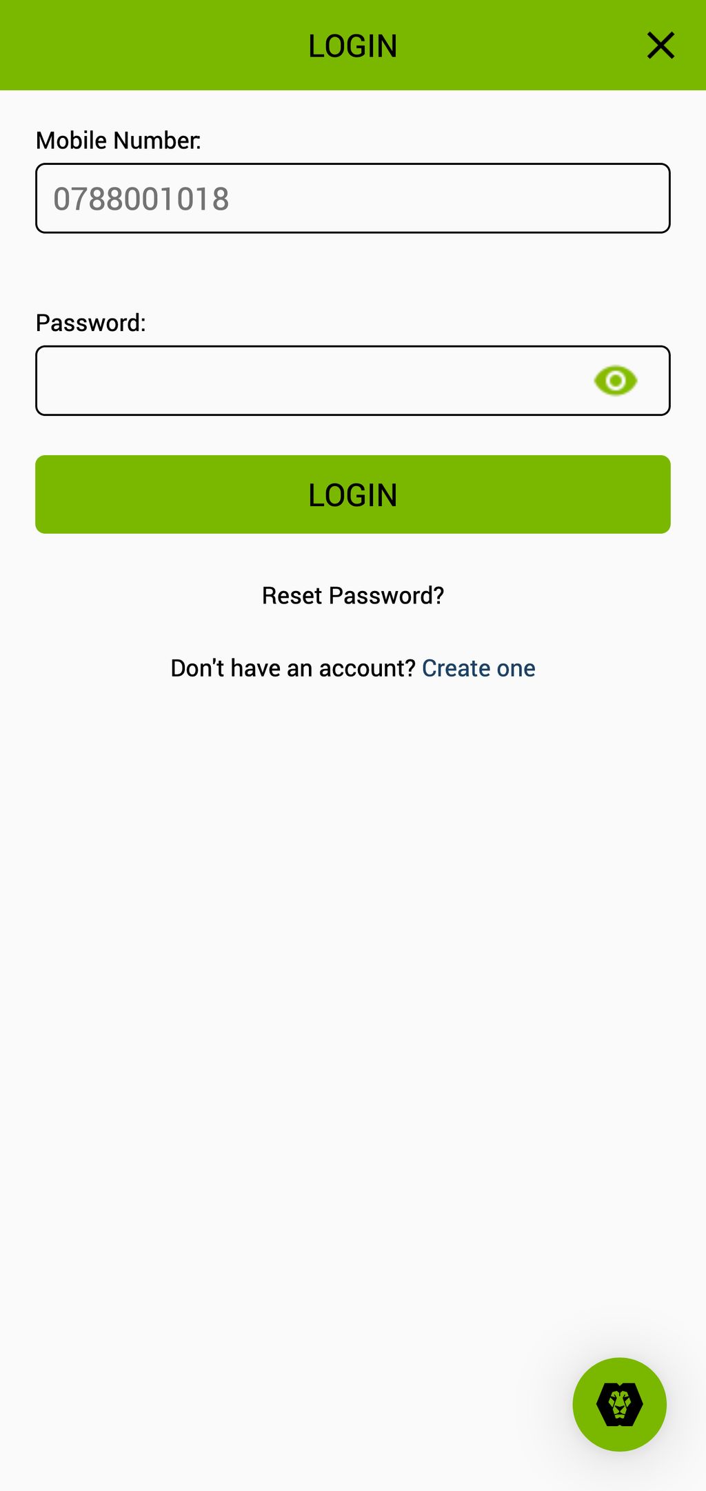 PlayaBets login page from mobile