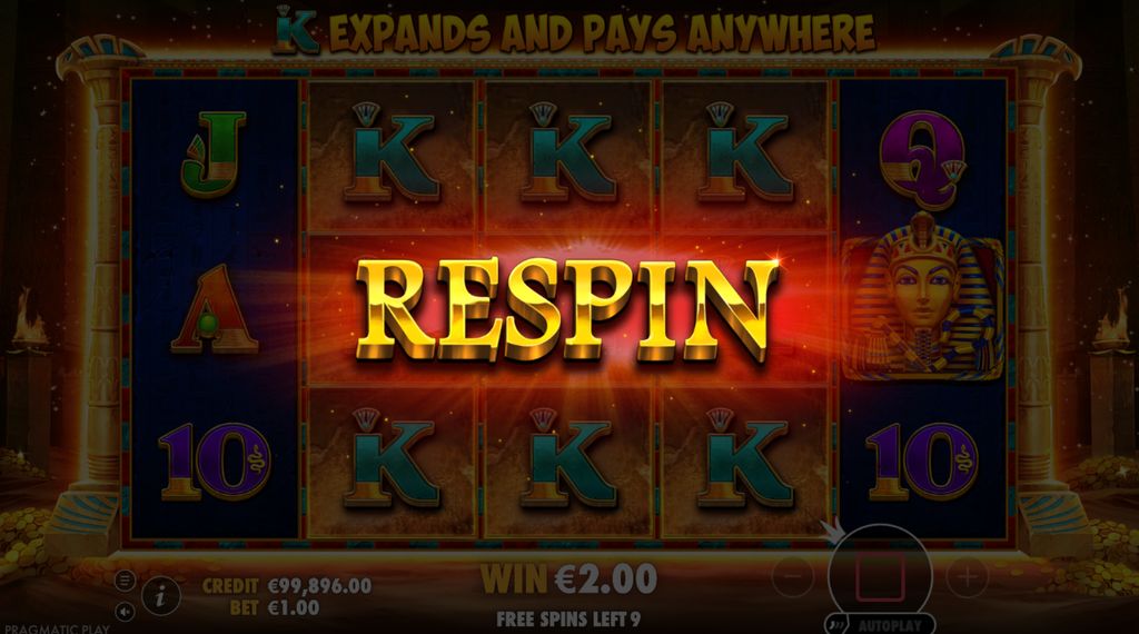 Mystery Symbol Respin in action — K expands across the reels