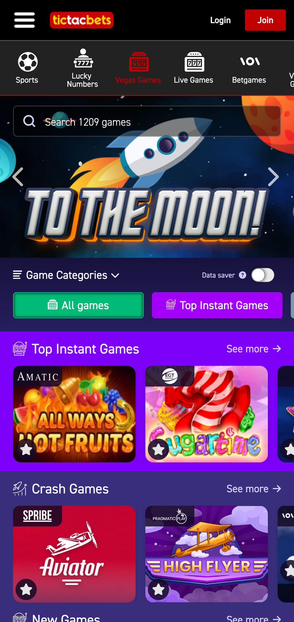 Tic Tac Bets casino games