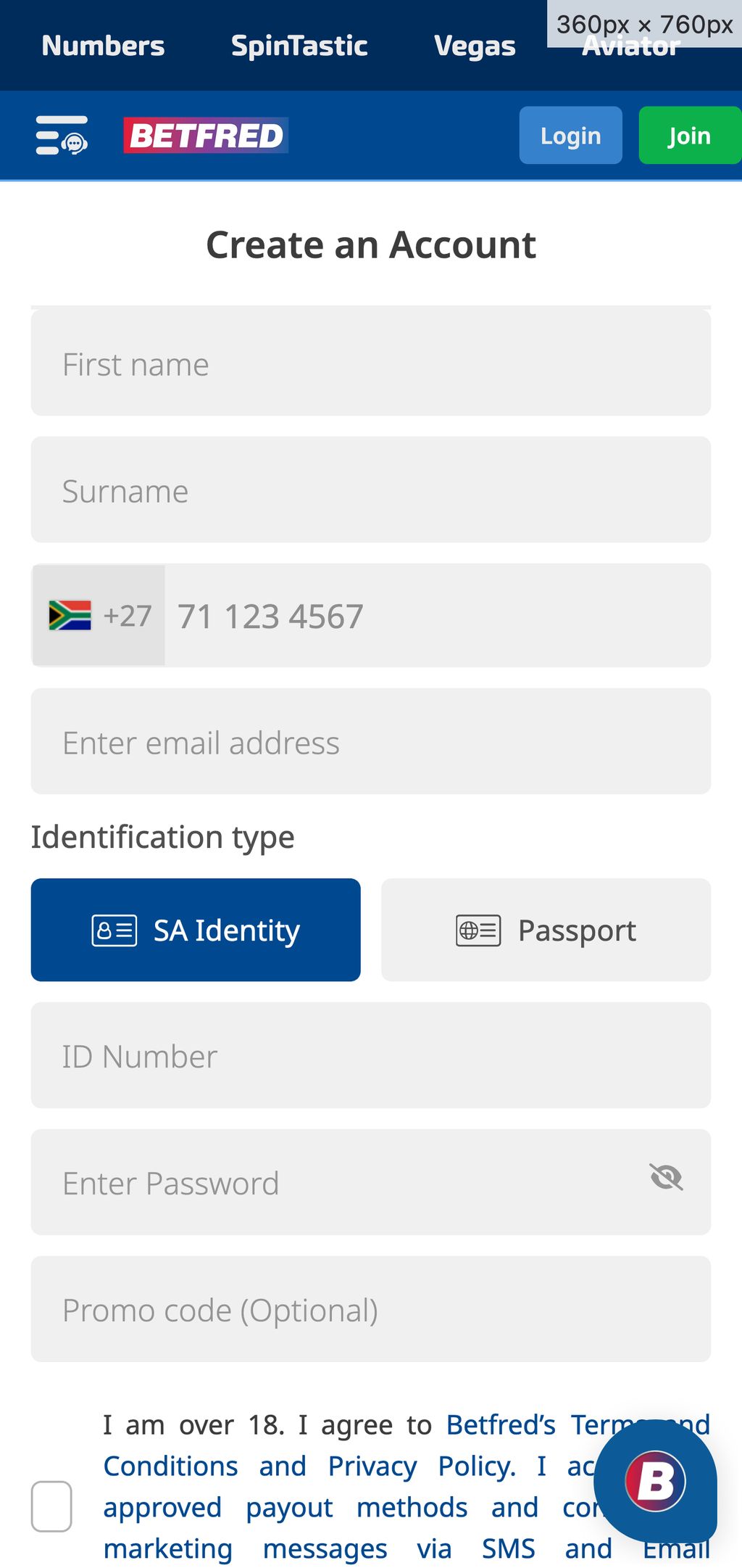 Betfred registration