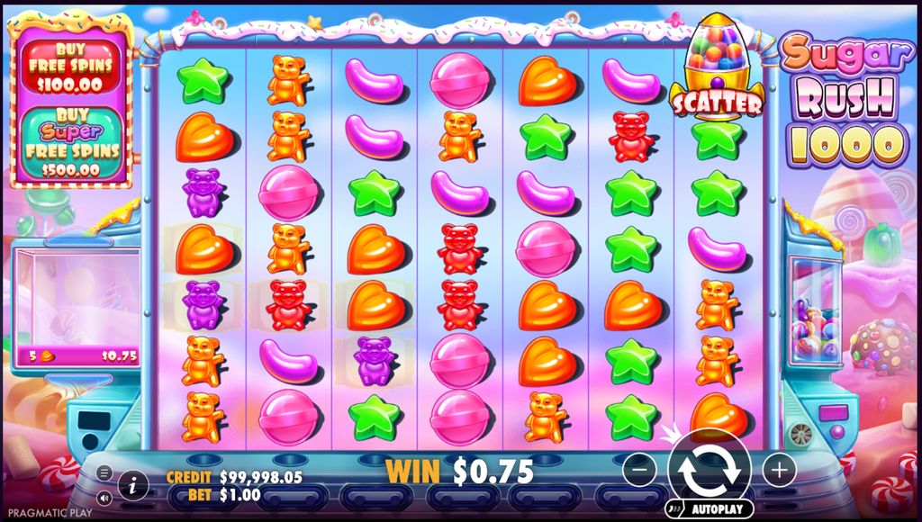 Sugar Rush 1000 base game grid and interface