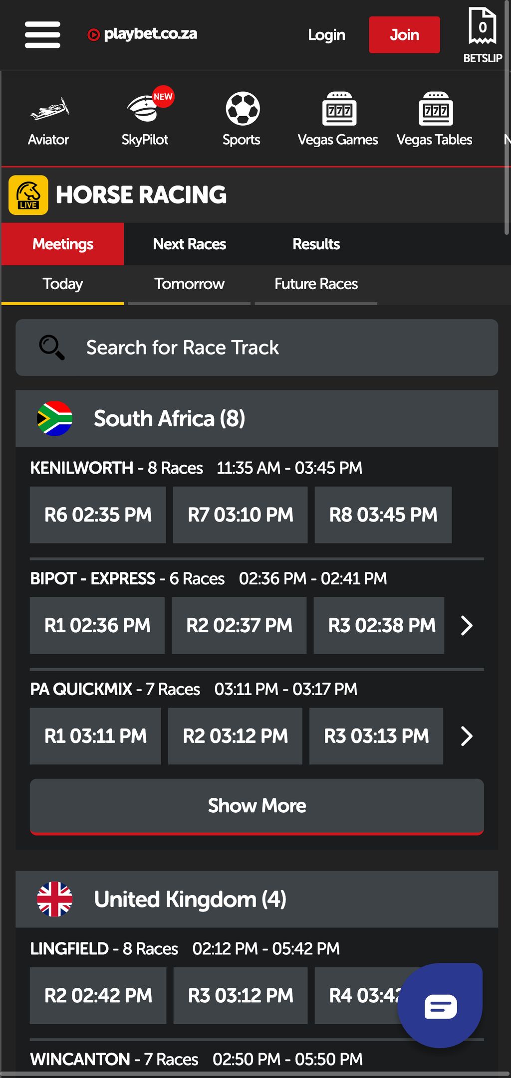 Horse racing on Playbet
