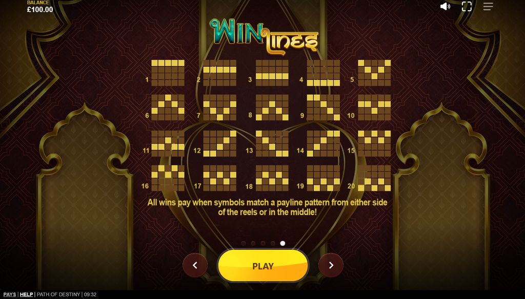 All 20 win line patterns