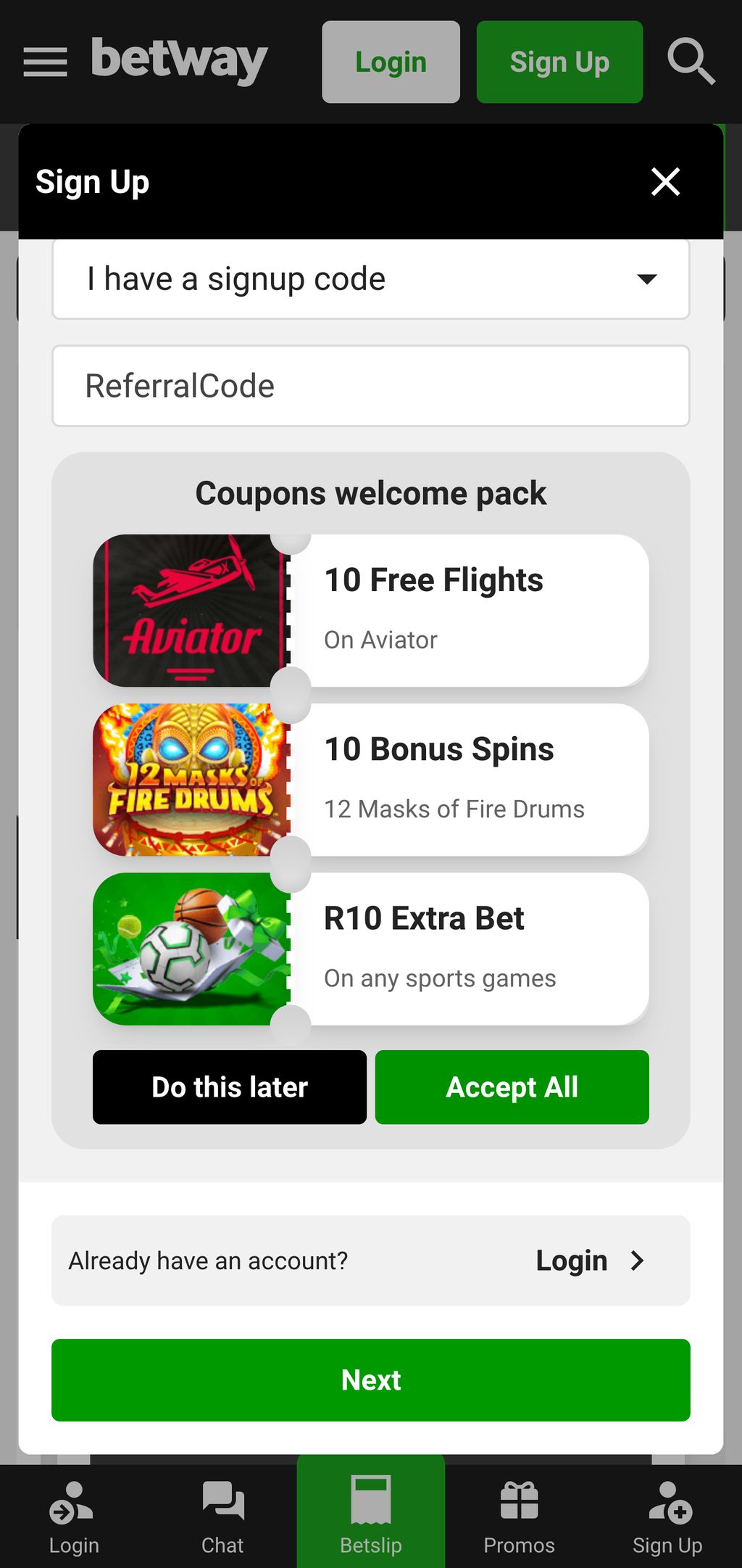 Betway welcome bonus