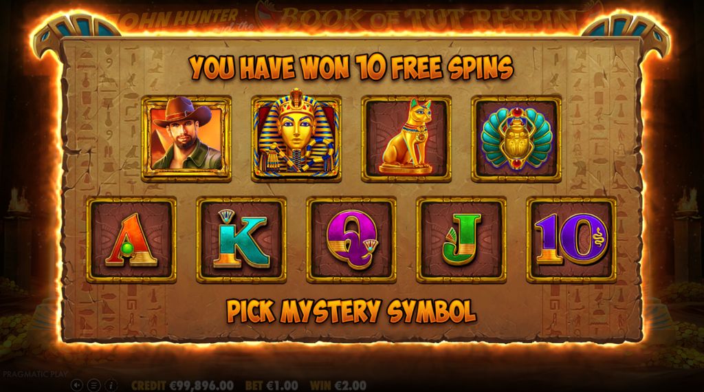 Pick Mystery Symbol screen at the start of Free Spins
