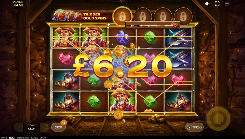 Three Gold Spins scatters trigger the free spins bonus round
