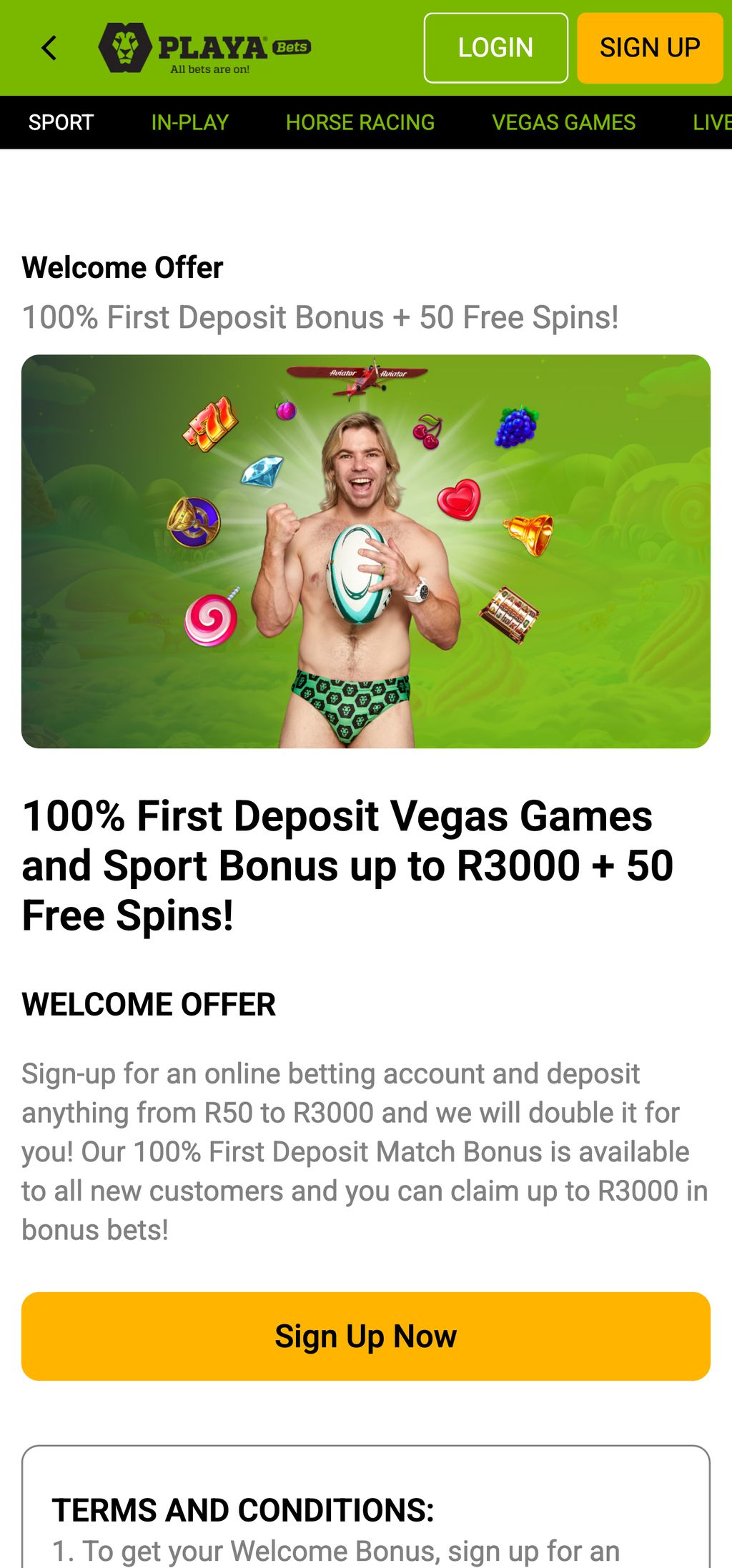 PlayaBets R3000 welcome bonus