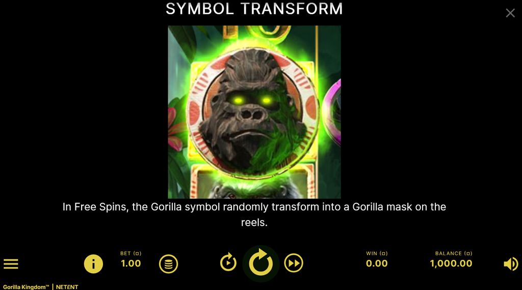 The Gorilla mask — collected into the totem panels during Free Spins