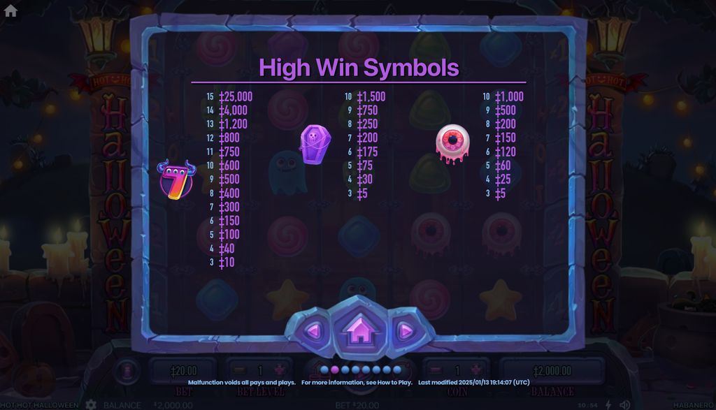 The three-eyed 7 tops the paytable with a 25,000-coin reward for a 15-symbol line