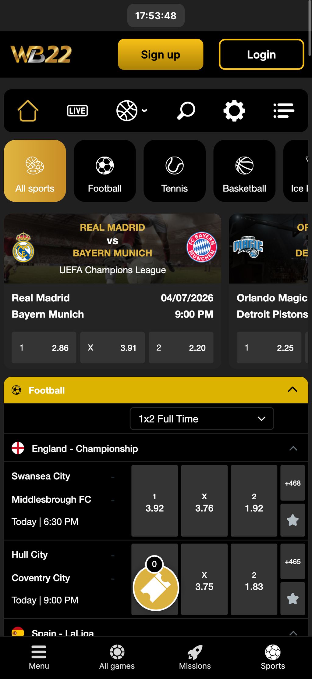 Sports betting at Wanejobets