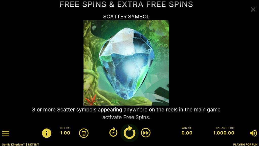 The blue diamond Scatter unlocks the Free Spins round