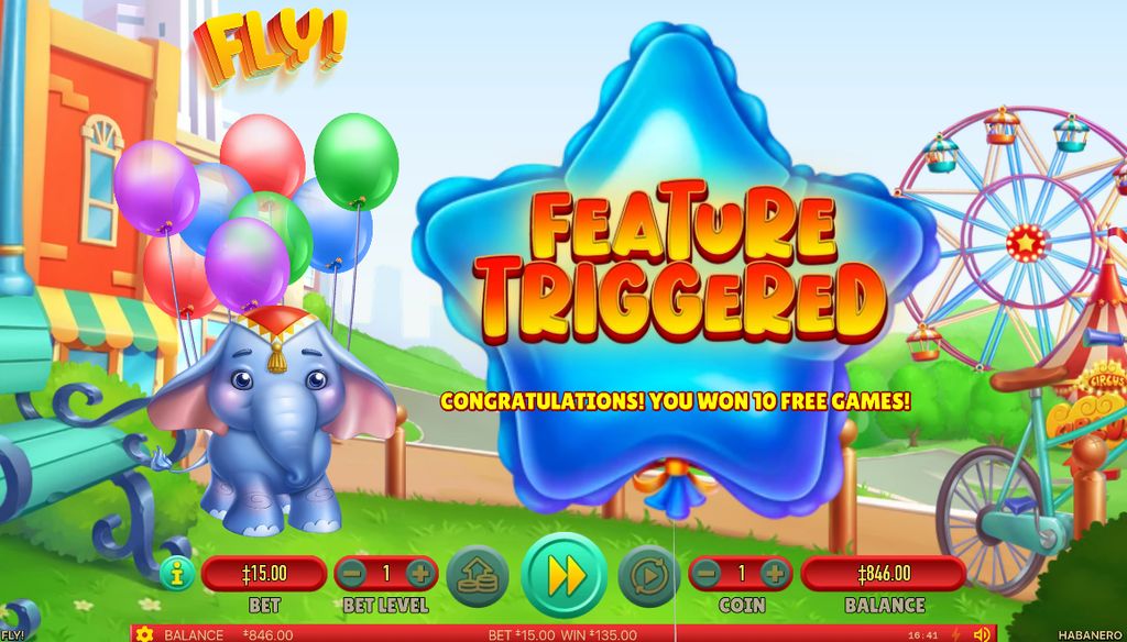 Free Games activation screen with the announcement of 10 free spins.