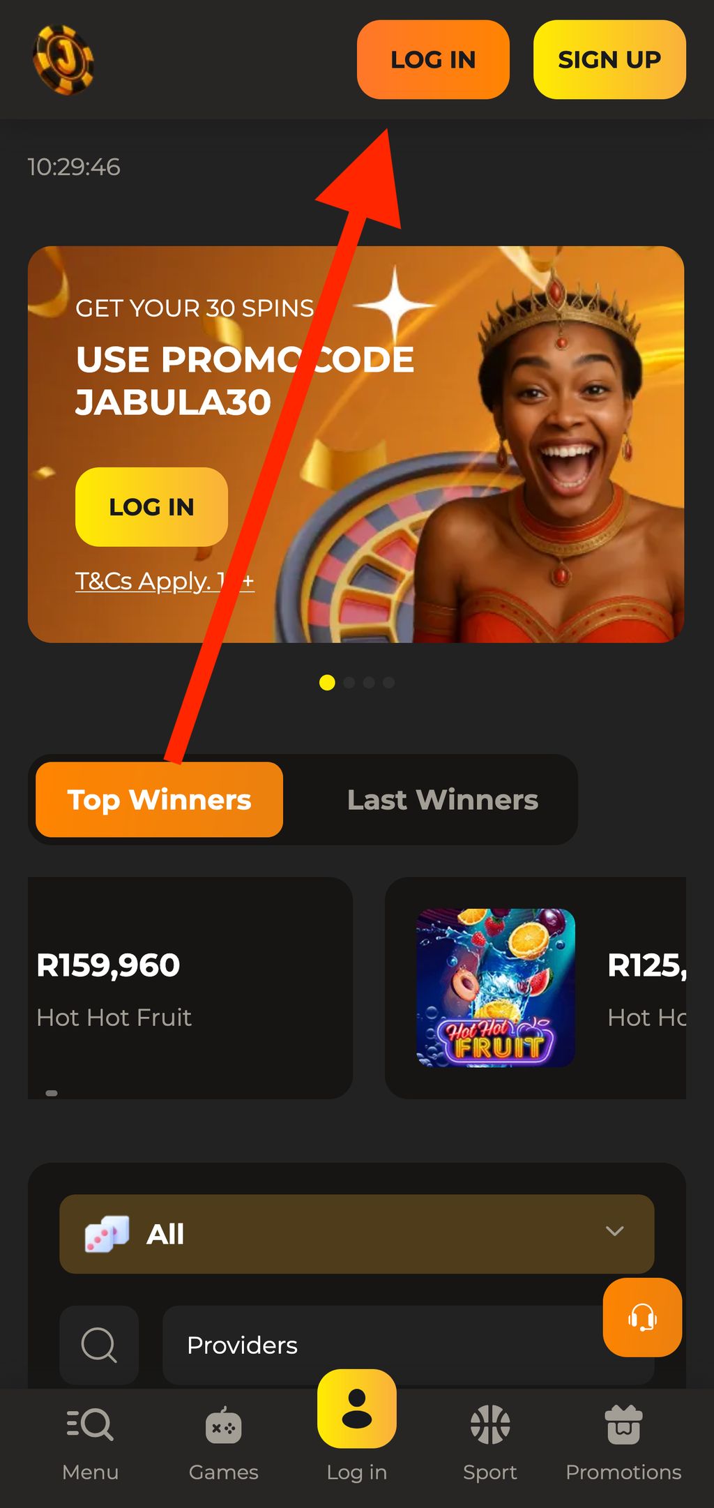 Jabula Bets Login button