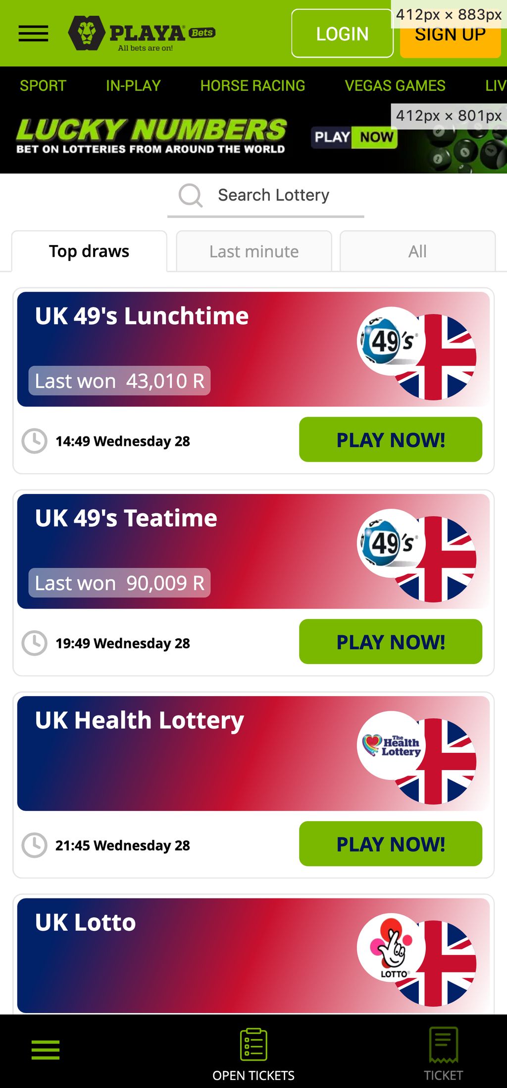 PlayaBets lucky numbers