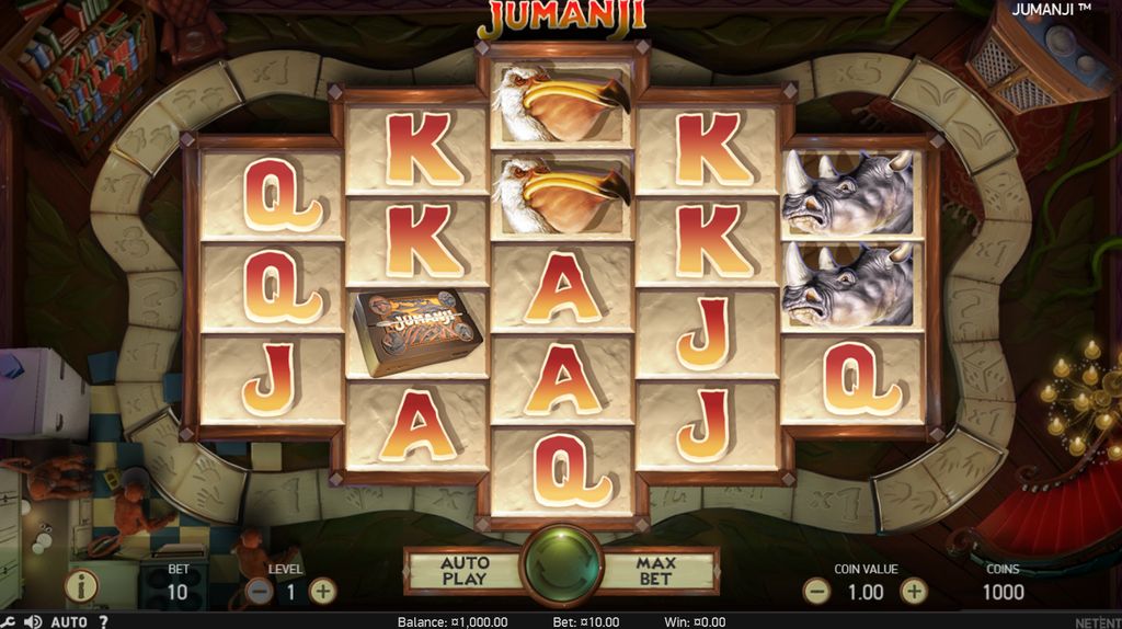 Jumanji slot base game with the 3-4-5-4-3 diamond grid
