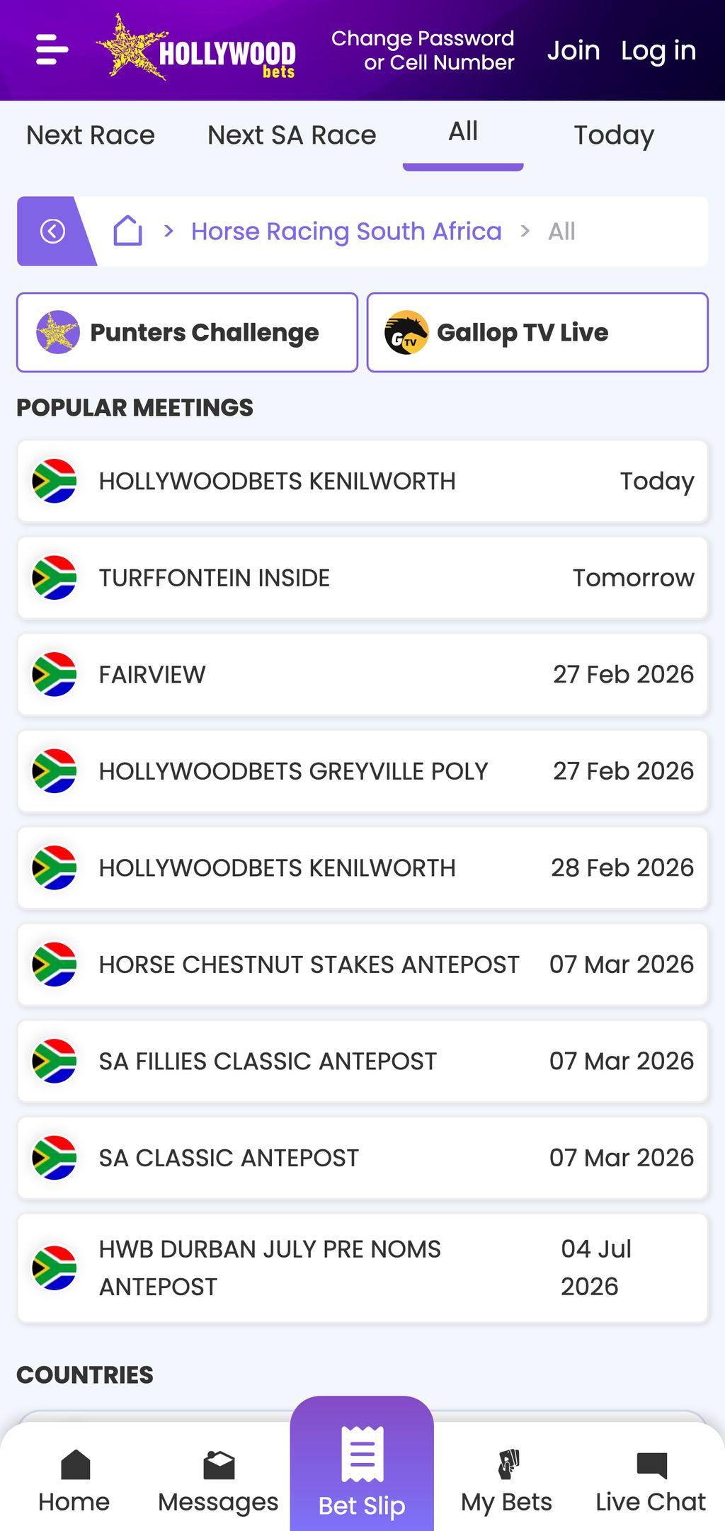 Horse racing on Hollywoodbets