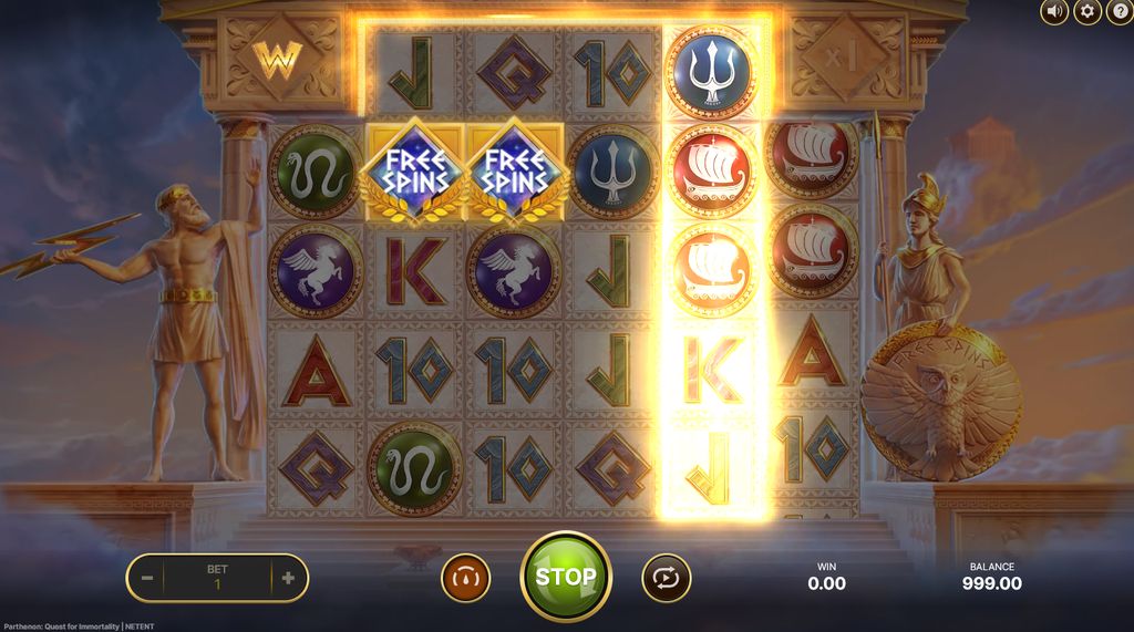 Free Spins scatters dropping into place to activate the bonus round