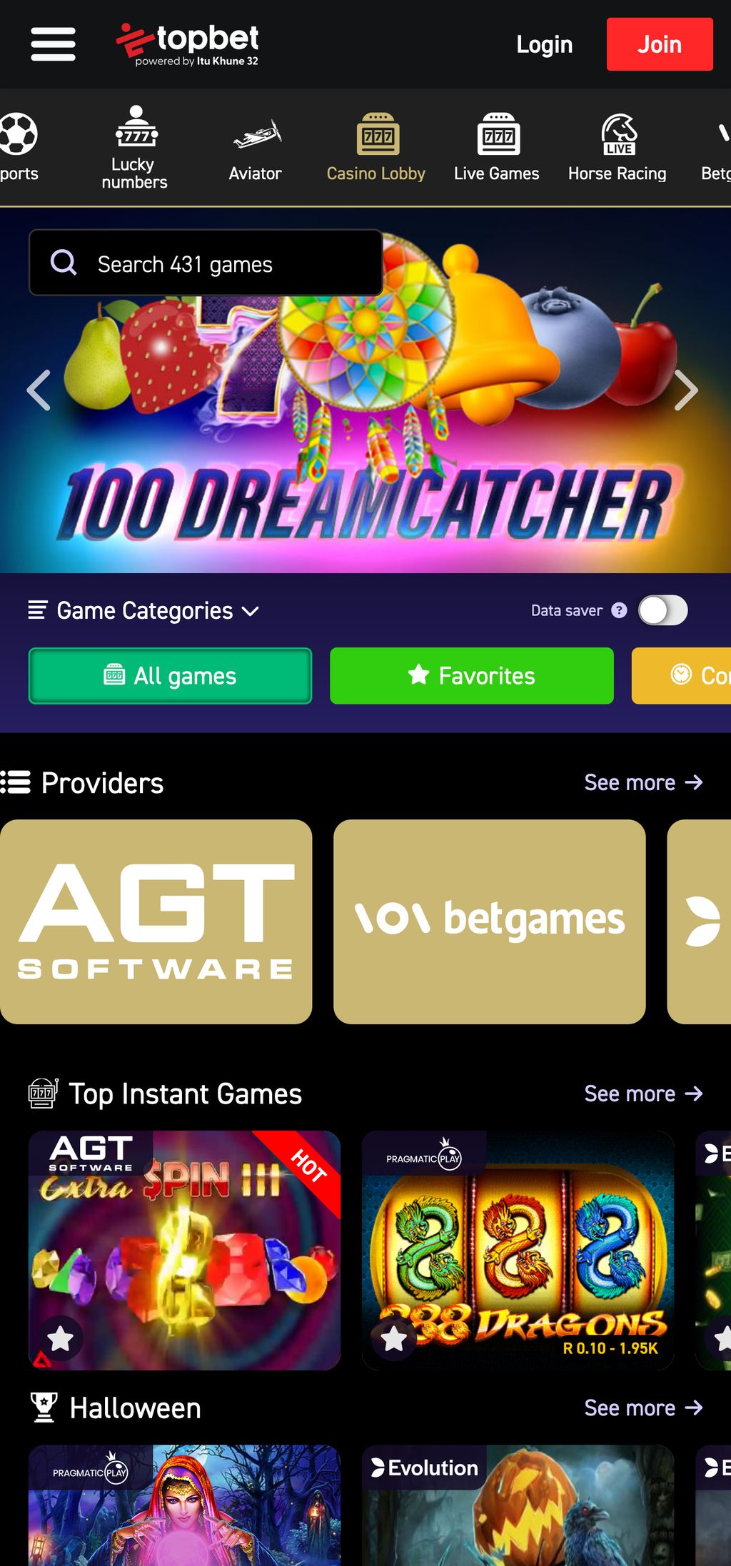 TopBet casino games