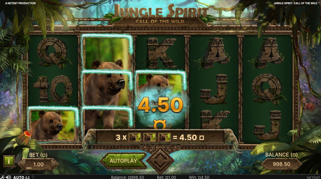 A butterfly-marked bear expands across its reel, pushing the win to R4.50 from an R1 bet