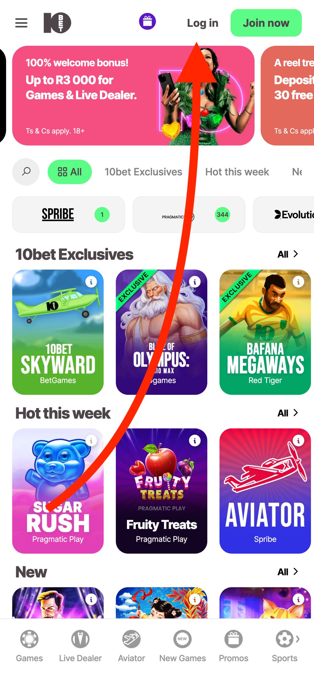 10bet login button
